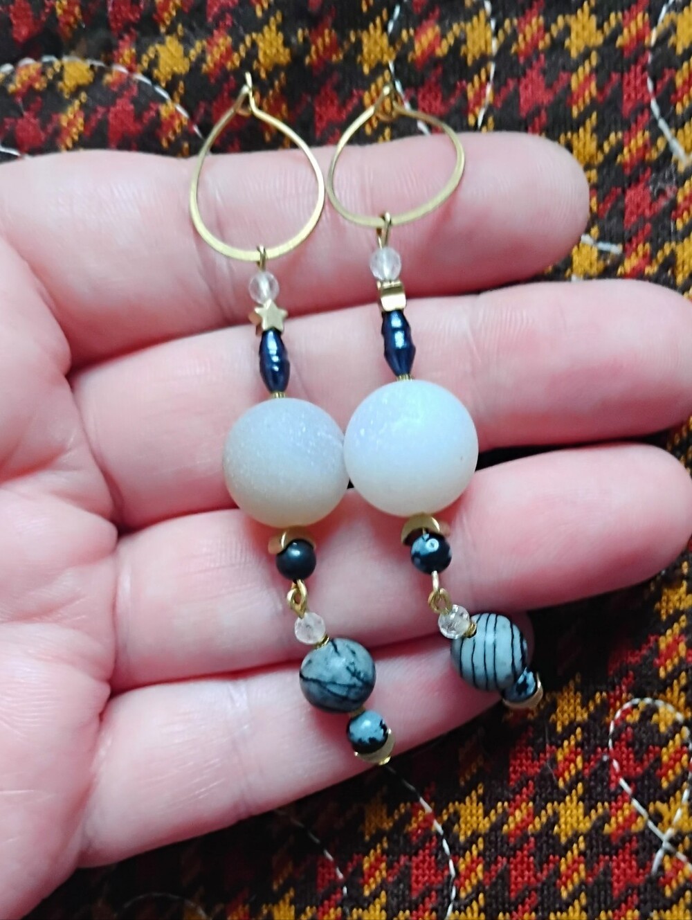 'Darkness and Light' Stone Celestial Earrings - Picture 5 of 6